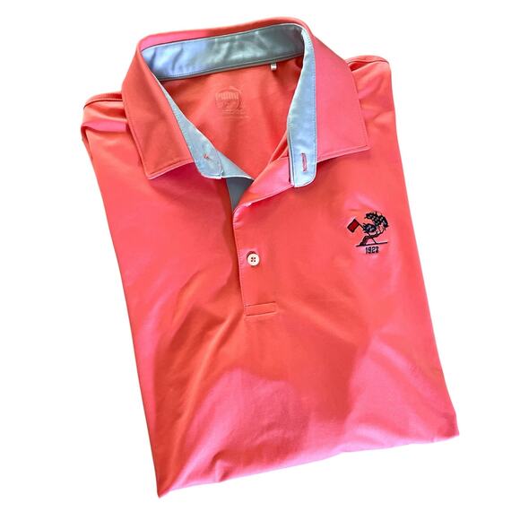 Puma Forever Better Tangerine Short Sleeve Golf Polo Shirt Medium - Picture 3 of 8